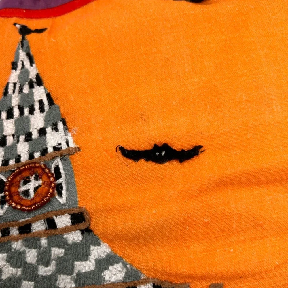 MacKenzie-Childs Patience Brewster Spooky House Pillow 20x20 Orange Halloween